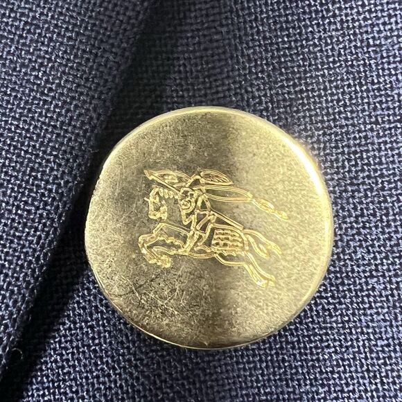 Vintage Burberrys’ Navy Blazer Pure Wool Gold Branded Buttons Jacket Mens Sz 46 - Picture 4 of 15